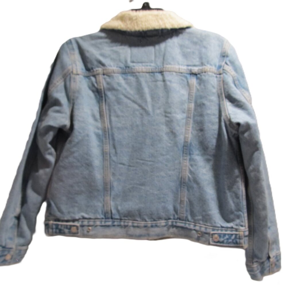 Levis Women's Original Trucker Jacket Denim Sherpa Lining Shine Theory LargeNWT - Picture 4 of 7